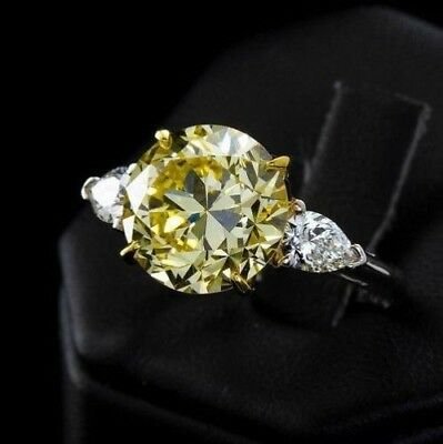 Details about   Yellow 3.25 ct Pear Canary Diamond 925 Sterling Silver Halo Engagement Ring Szgb 