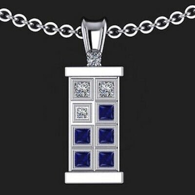 Doctor Who Tardis Pendent Necklace In 14K White Gold Finish For Expensive Gifts SJ2388