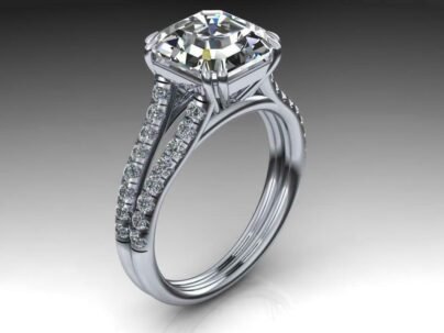 4 Ct White Asscher Diamond Split Shank Engagement Ring Solid 925 Sterling Silver SJ2424