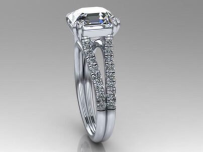 4 Ct White Asscher Diamond Split Shank Engagement Ring Solid 925 Sterling Silver SJ2424