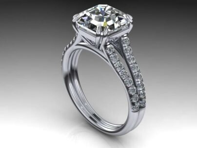 4 Ct White Asscher Diamond Split Shank Engagement Ring Solid 925 Sterling Silver SJ2424