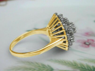 1.70 Ct Round Cut Diamond Cluster Engagement Wedding Ring 14k Yellow Gold Finish SJ2430