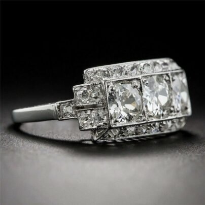 2Ct Antique Victorian Art Deco Round Diamond Engagement 14K White Gold Over Ring 
