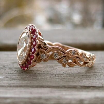 Antique Oval cut Engagement Ring Diamond Vintage Engagement Rose gold plated Ring Diamond Engagement Ring Vintage Art Deco Engagement Ring SJ2549