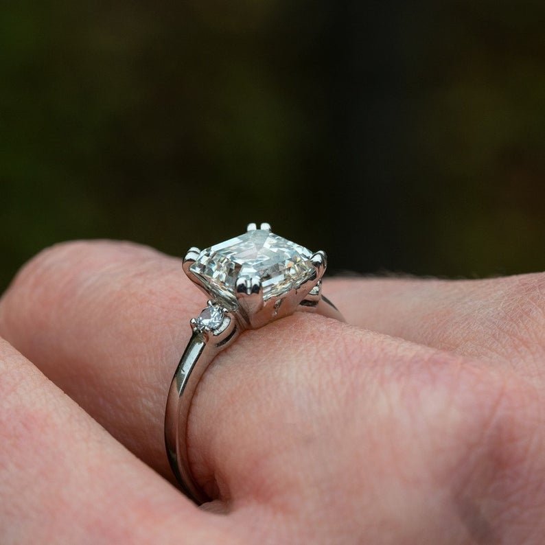 2.00 Ct Asscher Cut Moissanite Engagement Anniversary Ring 925 Sterling Silver 