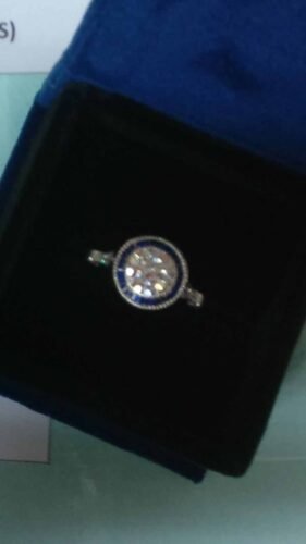 Vintage Art Deco 2.90 Ct Diamond & Sapphire Engagement 14K White Gold Over Ring SJ2811 photo review