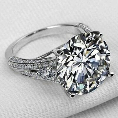 925 STERLING SILVER SIMULATED DIAMOND SOLITAIRE ENGAGEMENT RING USA 5