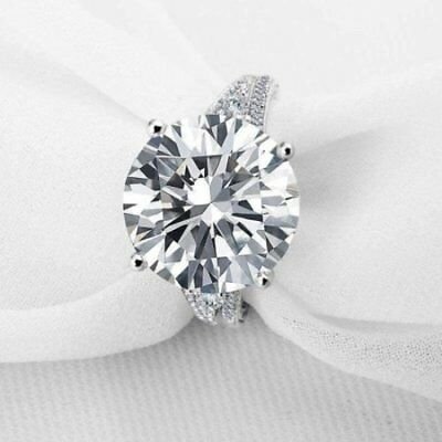 5 ct Big White Round Cut Diamond Solitaire Engagement Ring 925 Sterling Silver SJ2601
