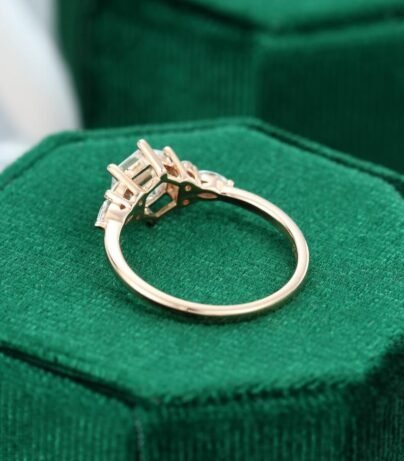 Buy Hexagon cut Moissanite engagement ring rose gold vintage Unique ...