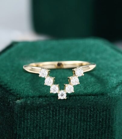 Unique Triangle engagement ring set Simple engagement ring yellow gold Moissanite Minimalist ring Bridal Promise Anniversary ring set SJ2693