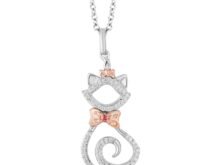 Disney Treasures Aristocats Necklace Pink Tourmaline 1/10 ct tw Diamonds Sterling Silver SJ2704