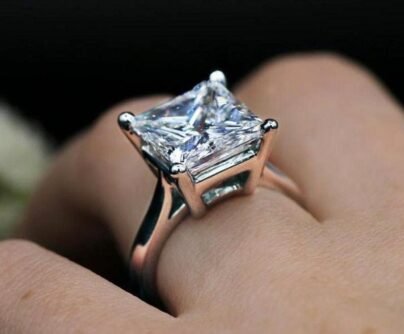 Princess Solitaire Diamond Engagement Ring 925 Sterling Silver Ring 