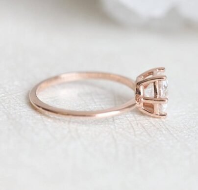 Solitaire Ring, 1.5 CT Round Cut Simulated Diamond Ring, Engagement Wedding Ring, 6 Prong Setting Ring, Anniversary Ring, Rose Gold Over SJ2755