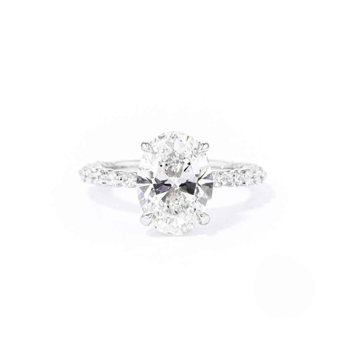 Buy Hidden halo Oval engagement ring 3 carat solitaire oval moissanite ...