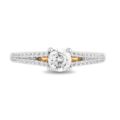 Enchanted Disney Merida 0.69 TCW Diamond Split Shank Engagement Ring, Two Tone Engagement Ring, Bow And Arrow Ring, Moissanite Ring SJ2828