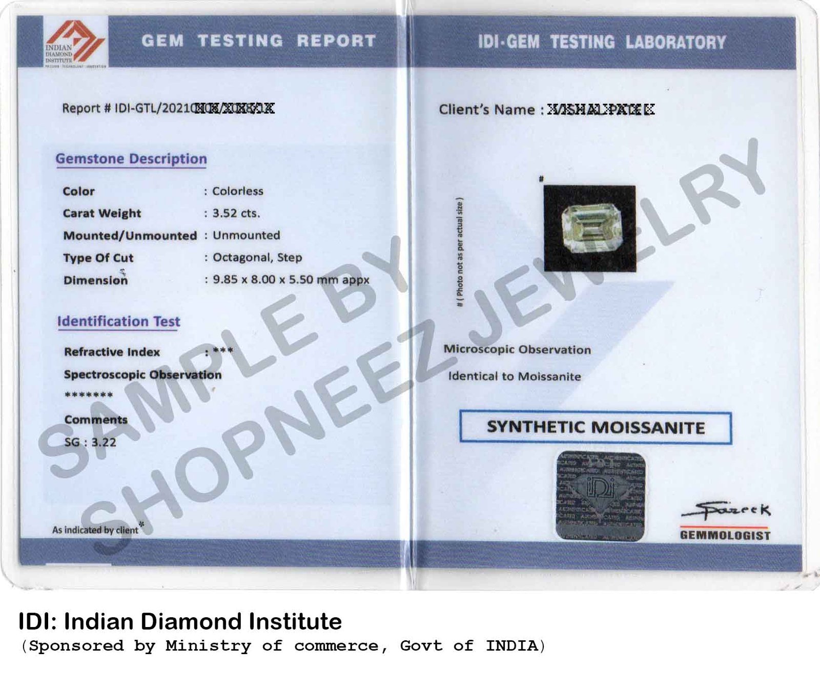 Do you want Moissanite Certification?