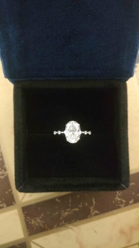 Diamond Engagement Ring 2.5 Carat Oval 10K, 14K, 18K Gold Ring,Halo Ring, Special Diamond Engagement Ring, Dainty Moissanite Engagement Ring SJ8966 photo review
