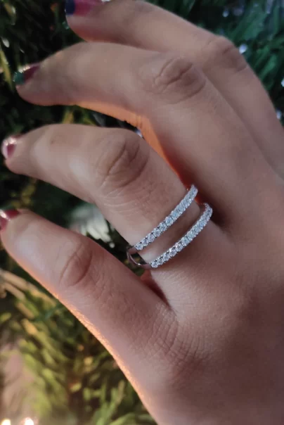 Elegant Round Cut Diamond 14K White Gold Finish Wedding Enhancer Wrap Band Ring, Engagement Enhancer Guard Ring, Birthstone Enhancer SJ10011