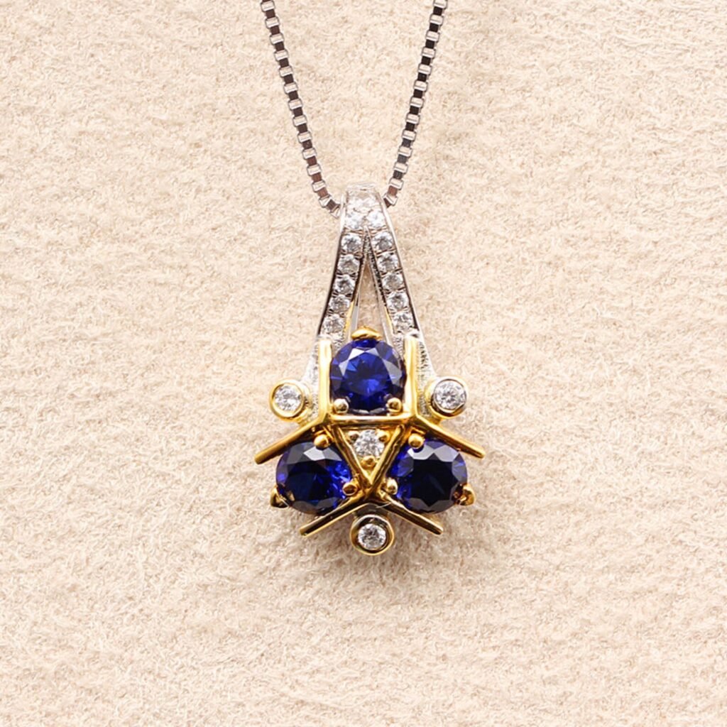 Zora Sapphire Spiritual Stone Necklace Bride Gift Wedding Jewelry Video Game Nerdy Geeky Anniversary Gift Present Cosplay Link Navi SJ10596 (4)