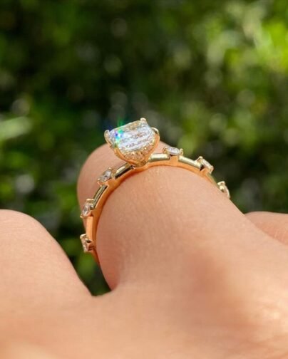 1.00 CT Princess Cut Lab Grown Diamond Ring, Dainty Promise Ring , Thin Distance Stacking Ring, Crushed Ice Princess Cut Diamond Ring SJ10881