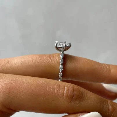 Dainty Delicate Pear Shaped CVD Diamond Ring, 1.50 TCW Pear Cut CVD Diamond Ring, 14k White Gold Proposal Ring, Handmade Ring Gift SJ10882