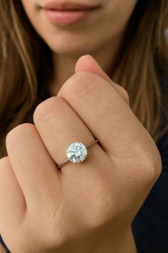 Round Cut 3.00 Ct D Color Moissanite Engagement Ring 14k White Gold photo review
