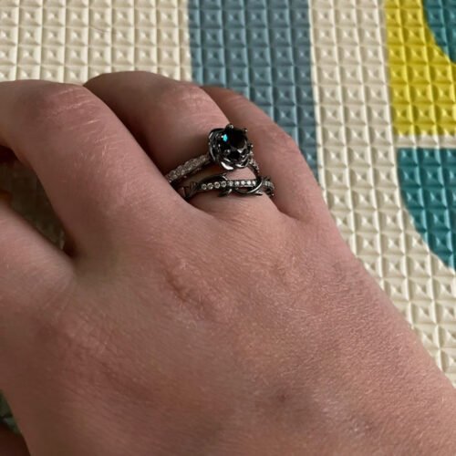 Enchanted Disney Villains Maleficent Ring, 0.1 CT Moissanite Ring, Thrown Band Ring, Two Tone 925 Sterling Silver Ring, Enchanted Thorn Band photo review